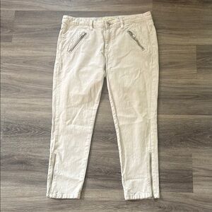 Daughters of the Liberation Beige Jeans with Zipper Accents Anthropologie Moto